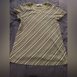 Green striped maternity shirt.